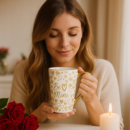 Duży ozdobny Kubek w pudełku na prezent dla zakochanych zaręczynowy 450 ml