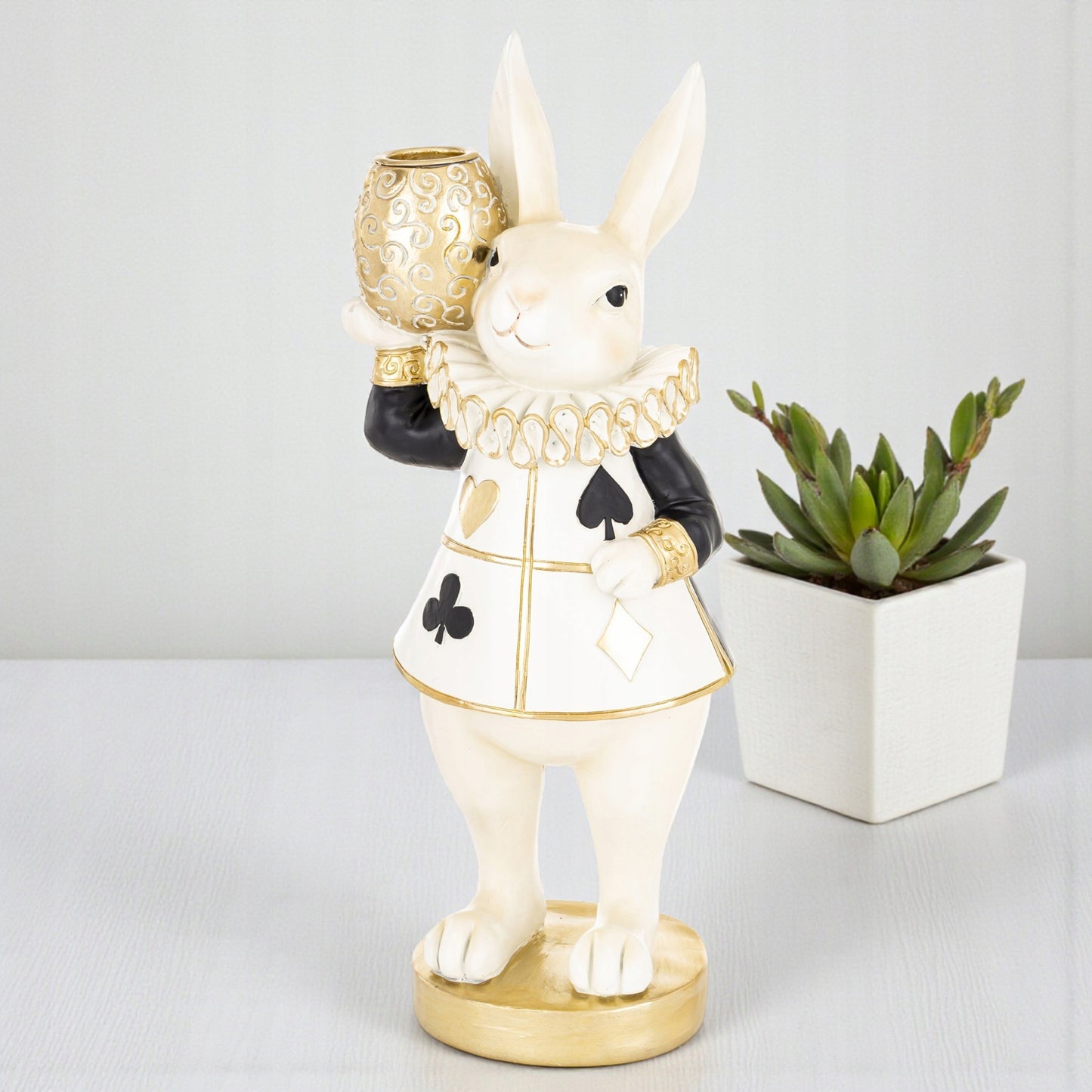 Figurka Królik Zając Wielkanocny 28 cm Elegancka Dekoracja Glamour Premium