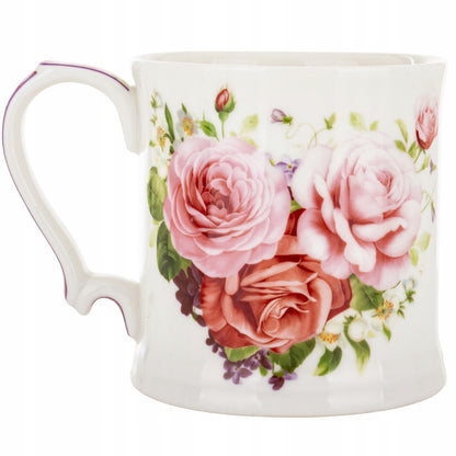Kubek porcelanowy w róże 360 ml kwiatowy Prezent w pudełku na herbate 360ml
