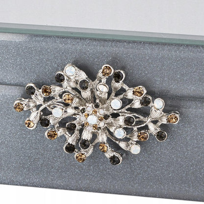 Szkatułka na biżuterię szklana szara pudełko kasetka glamour 8x16,5x16 cm