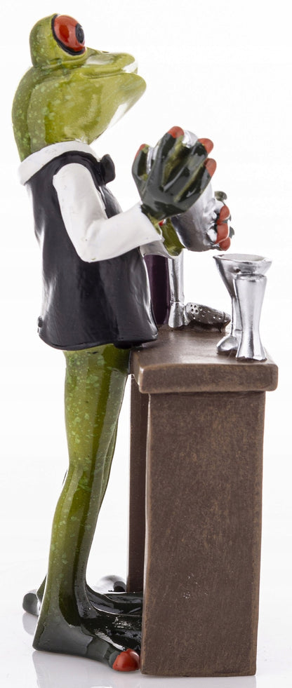 Ozdobna Figurka żabka Żaba Barman z shakerem do drinków