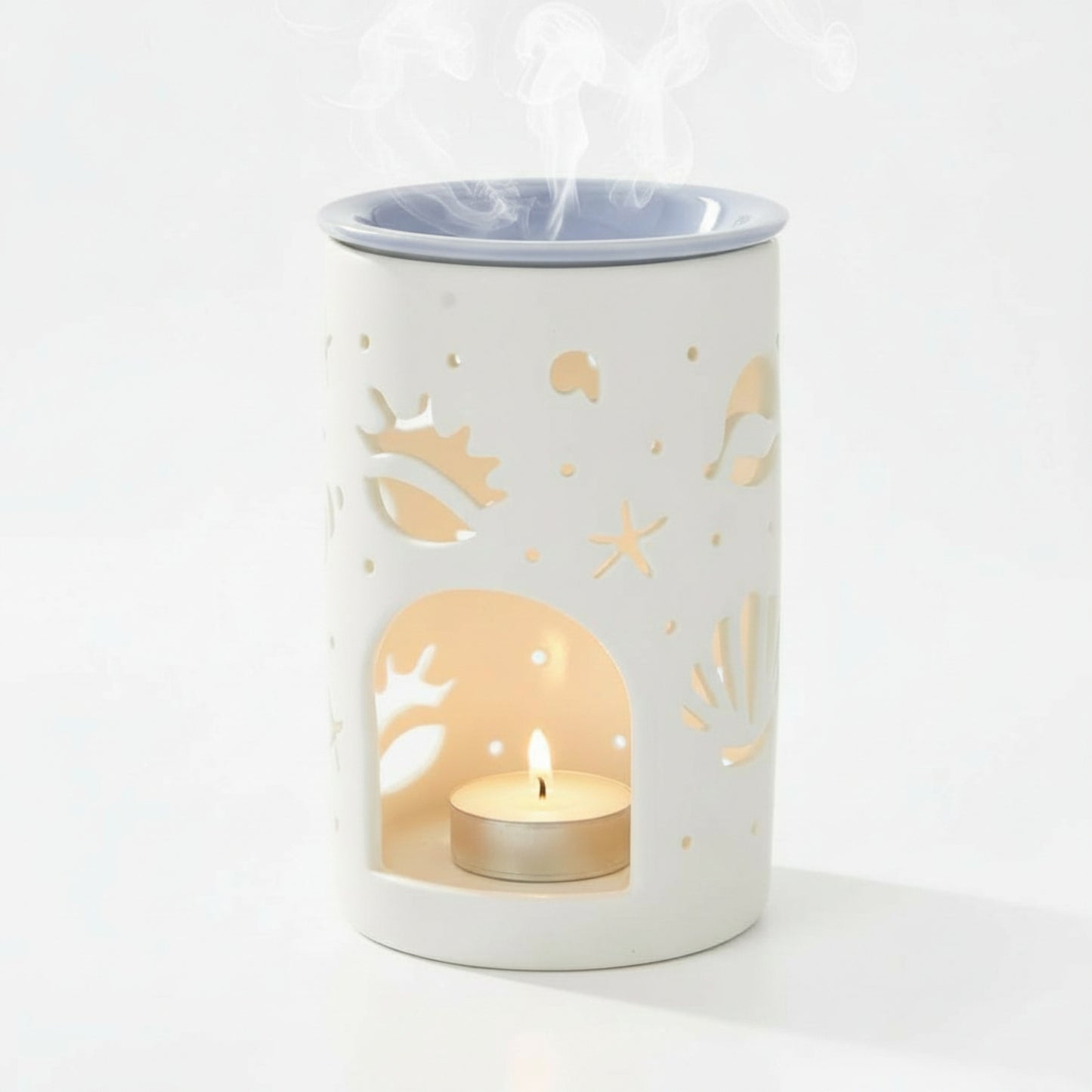 Kominek zapachowy porcelanowy biały podgrzewacz do olejków wosku 13,5 cm
