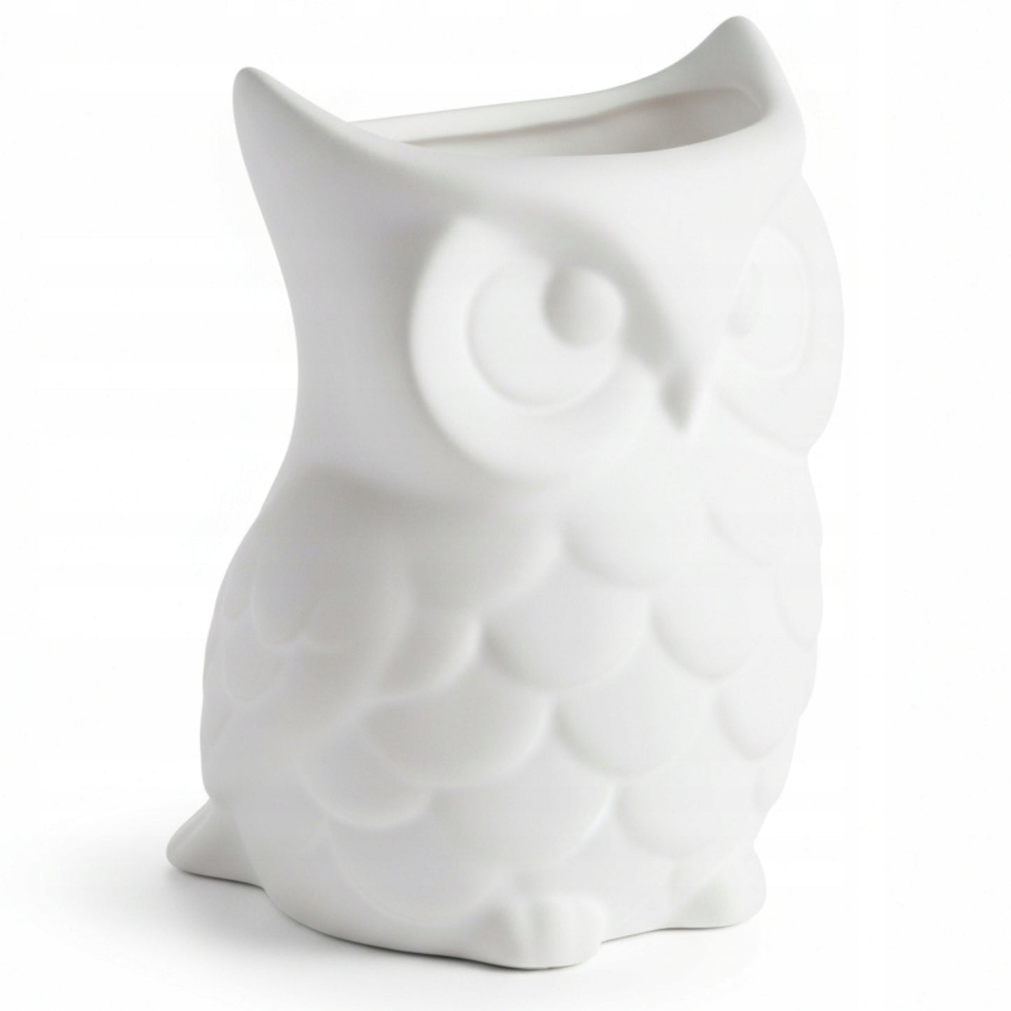 Kominek zapachowy ceramiczny biały sowa figurka podgrzewacz olejków 12 cm
