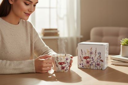 Porcelanowy Kubek Floral Garden duży wiosenny boho w kwiaty 450 ml