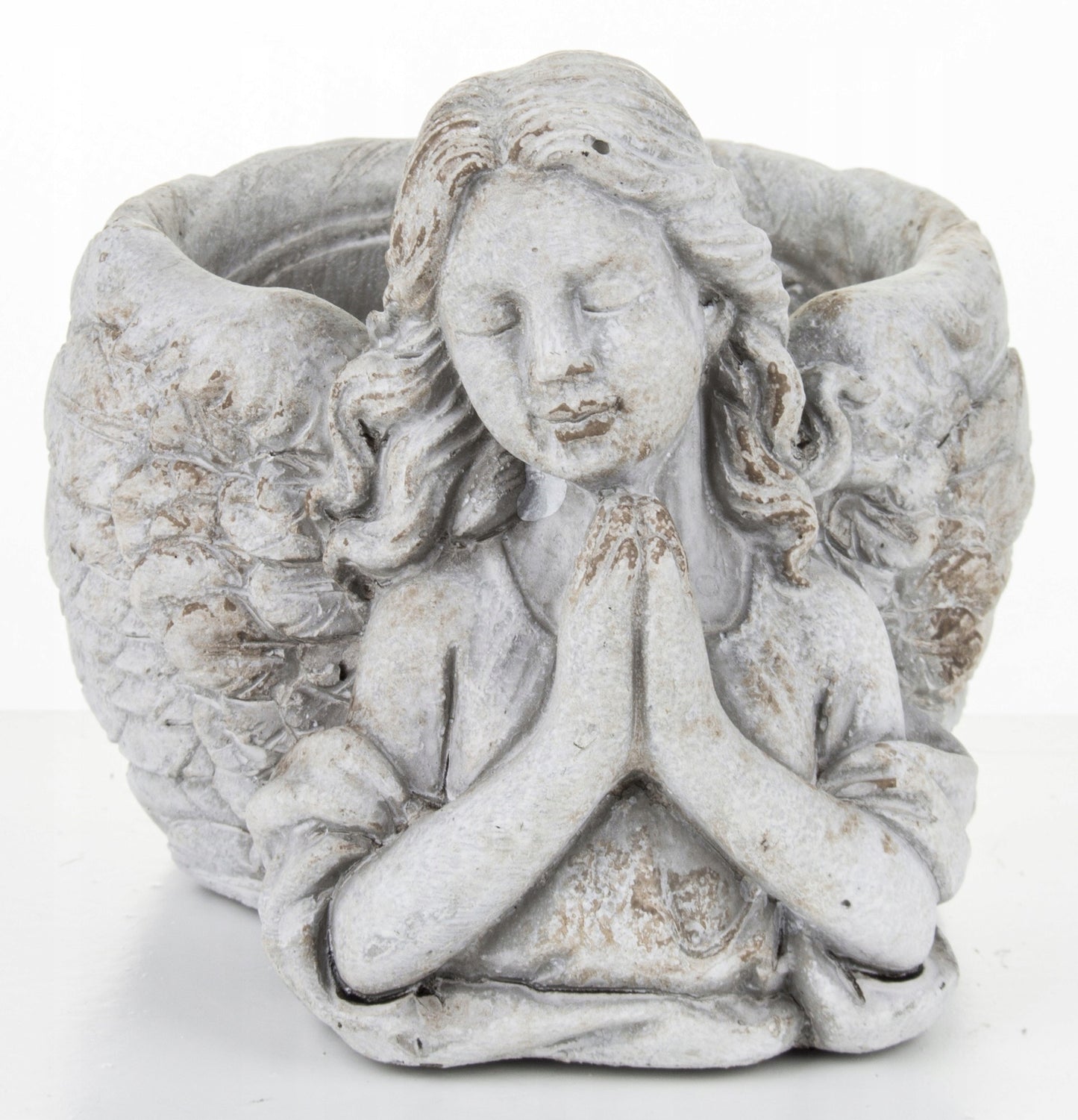 Osłonka betonowa doniczka Aniol szara 13x13x16cm